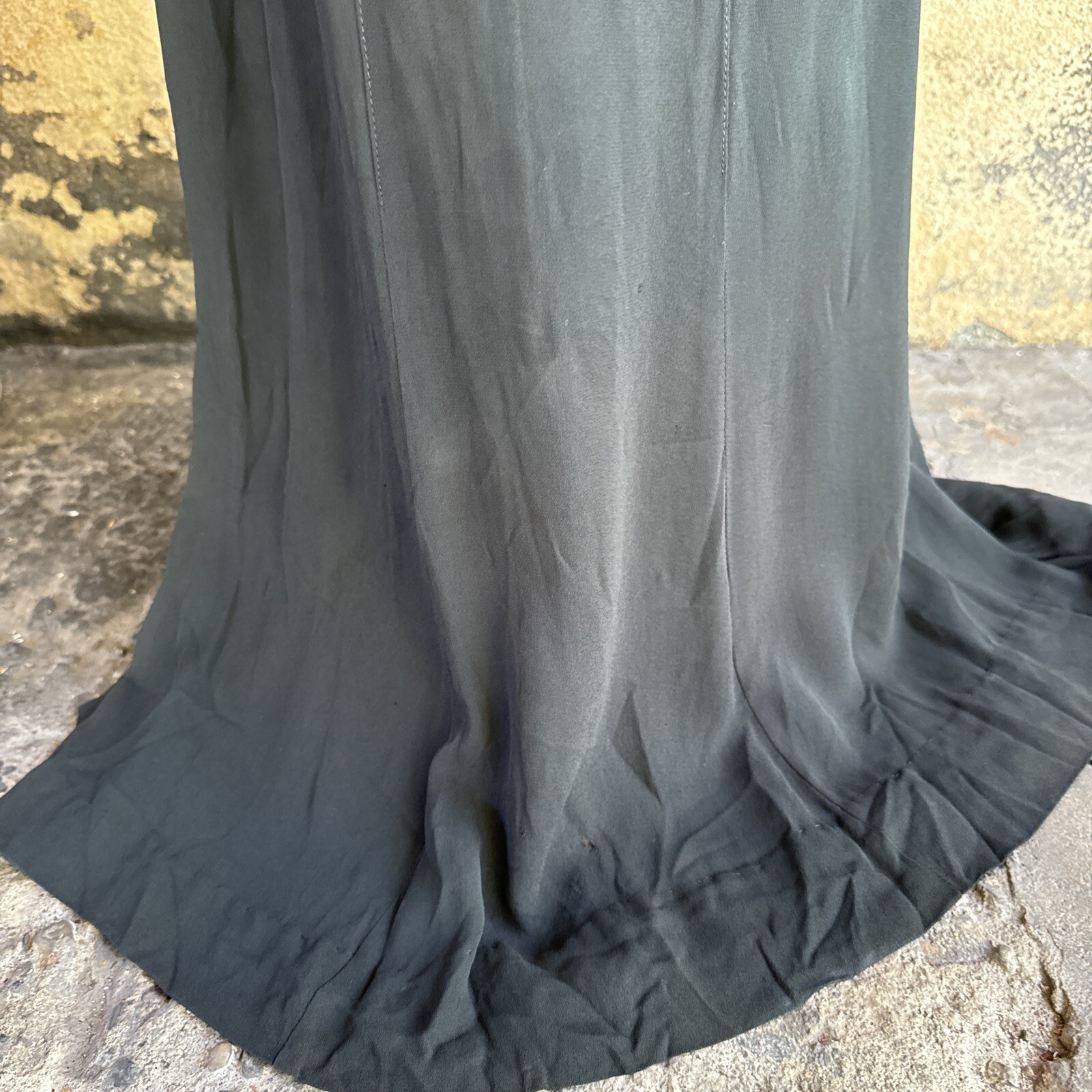 Vintage 1930s Black Silk Dress Silver Lamé Balloon Sleeves Metal Bead Accents