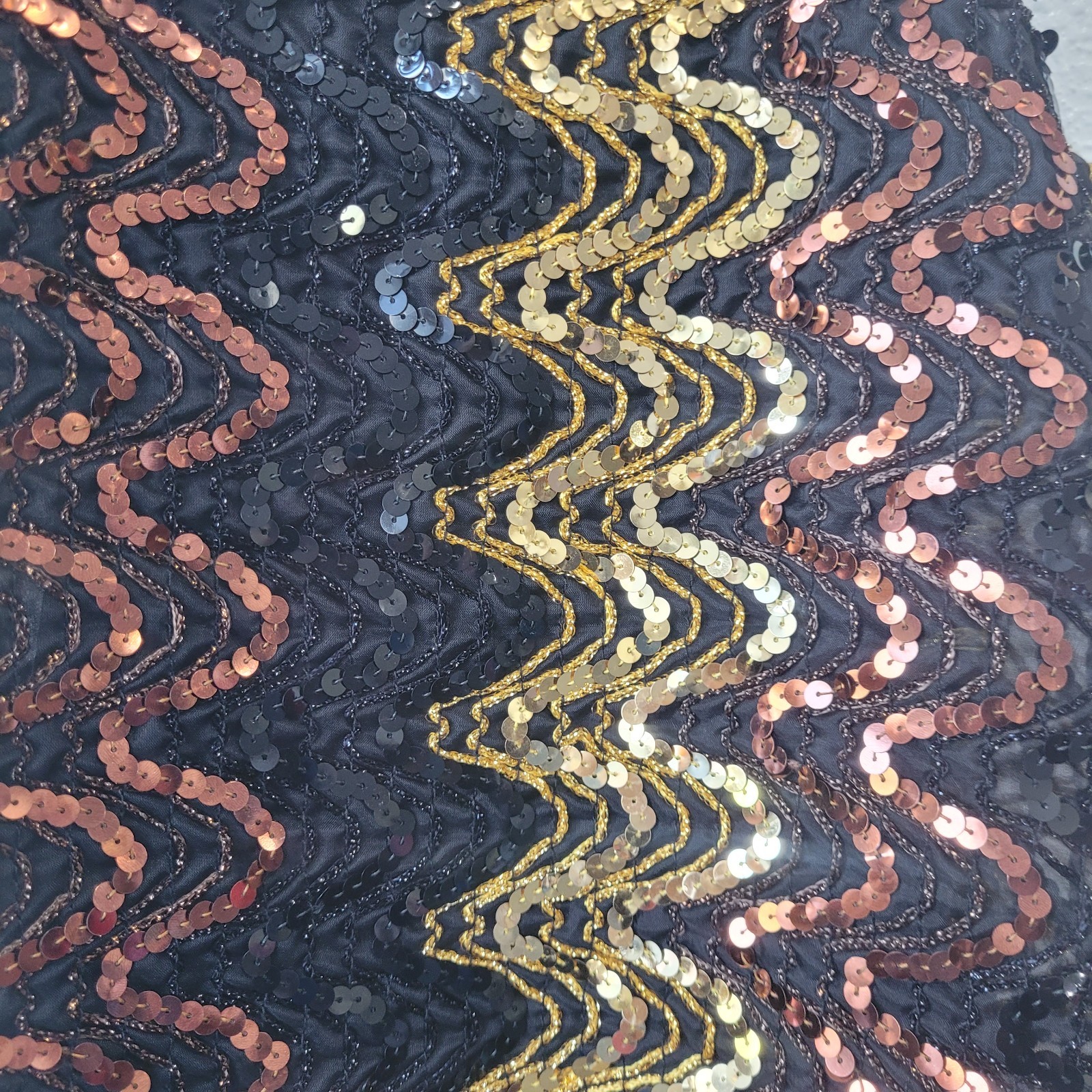 Vintage 70&rsquo;s Disco Gold, Copper Black Sequined Sheer Tank Top Small