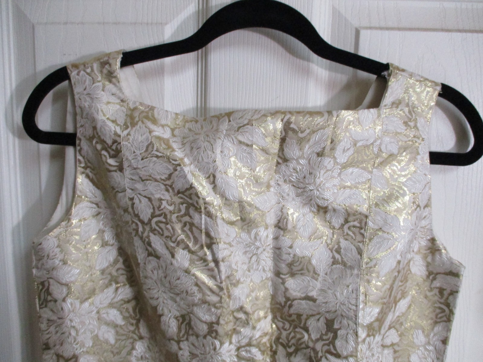 Vtg 1960s Gold Lamé Brocade Bombshell Wiggle Cocktail Dress Hand Made – M
