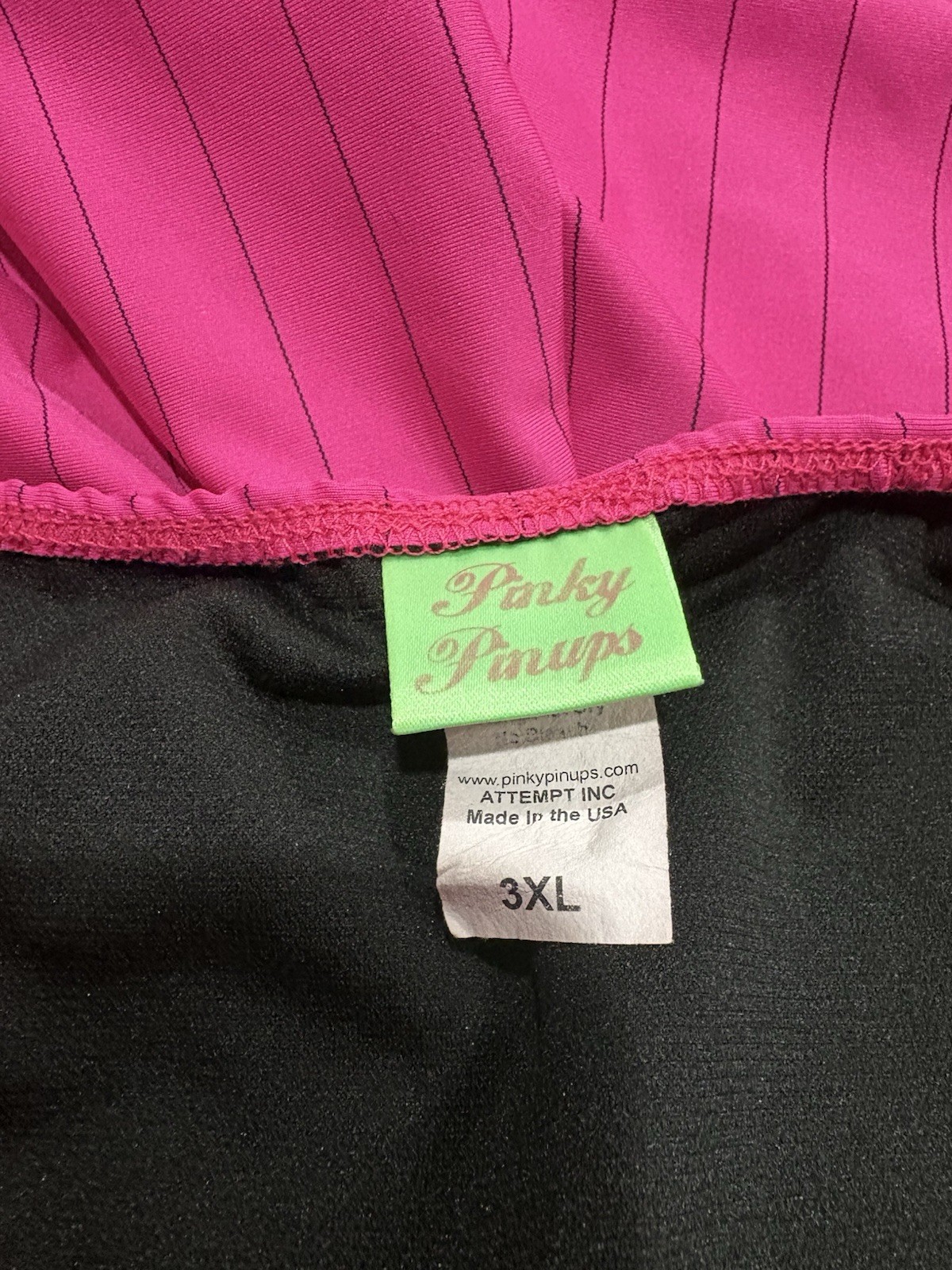 1950s Inspired Hot Pink & Black Pinstripe Romper Swimsuit – 3XL