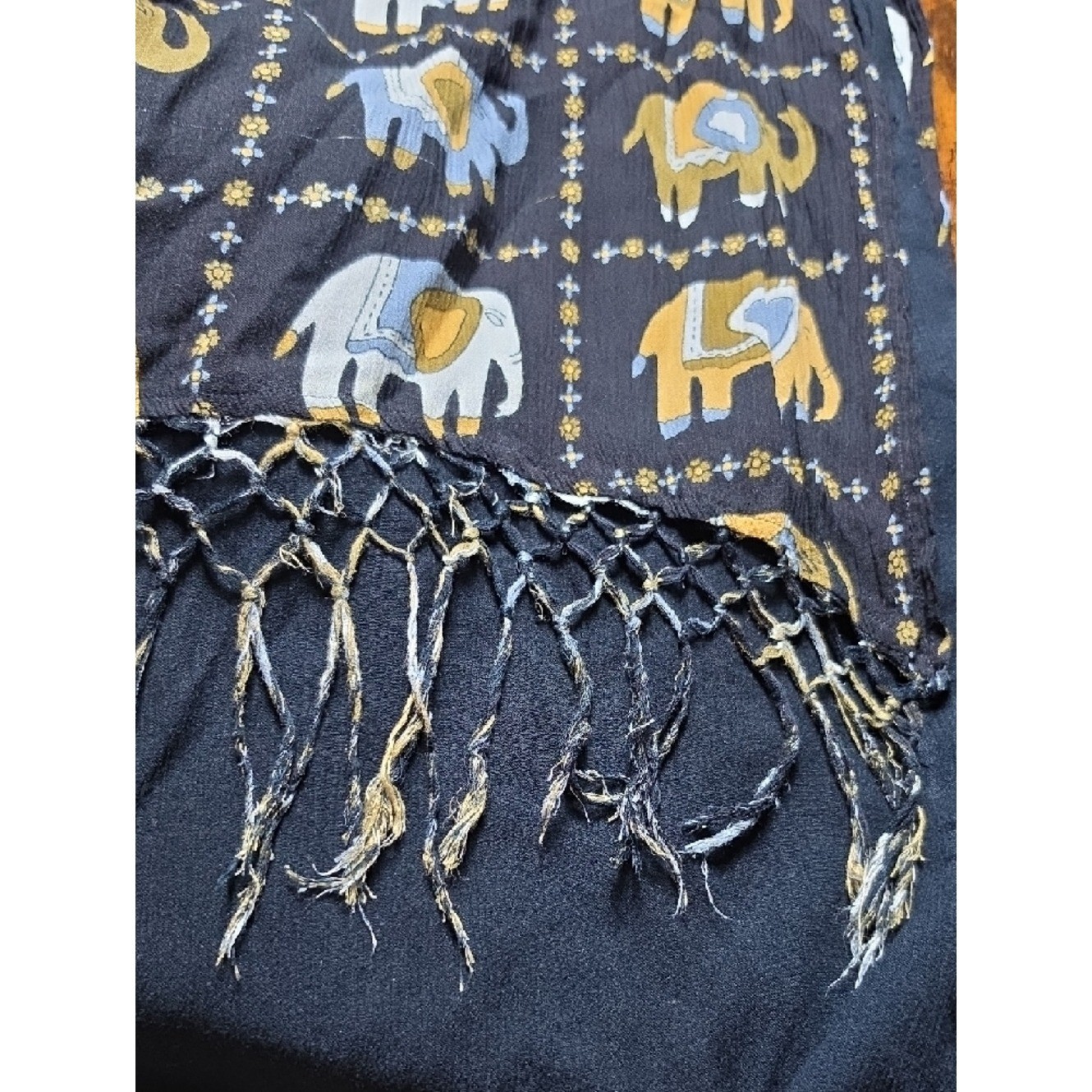 JEWEL QUEEN | Vintage Elephant Print Two-Piece Button Down Tunic Pants Set | XL
