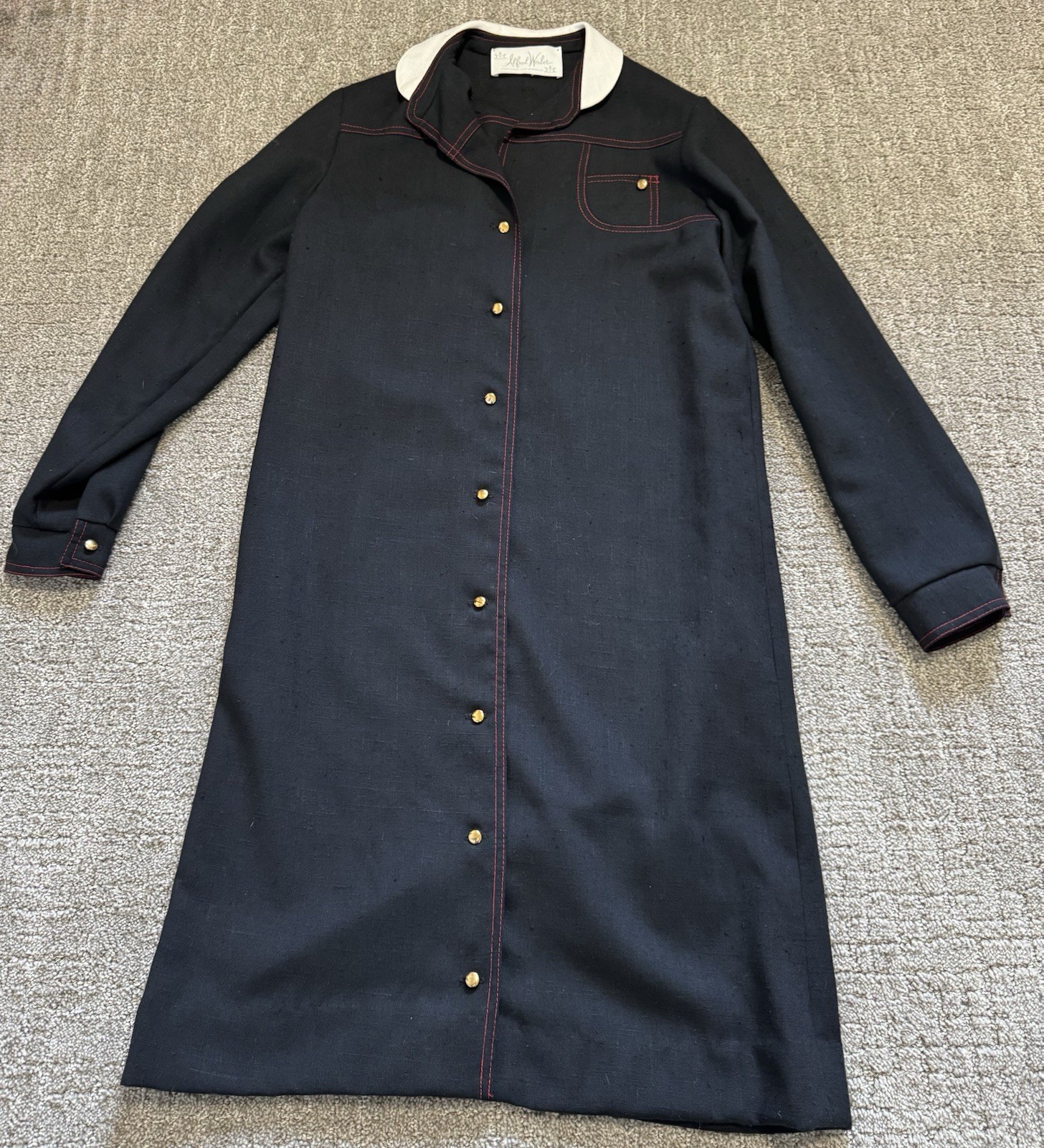Alfred Werber vintage black button up dress size 10