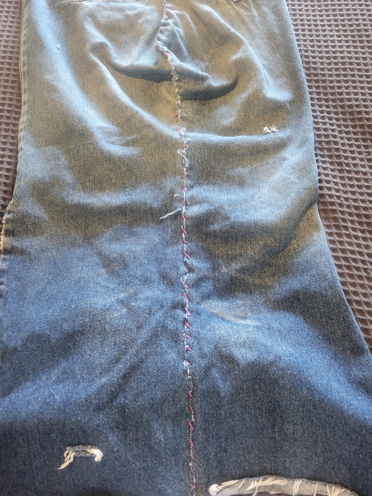 VINTAGE 1970S LEE DENIM HANDMADE MAXI SKIRT WAIST Size 32 USA MADE Hippie Boho