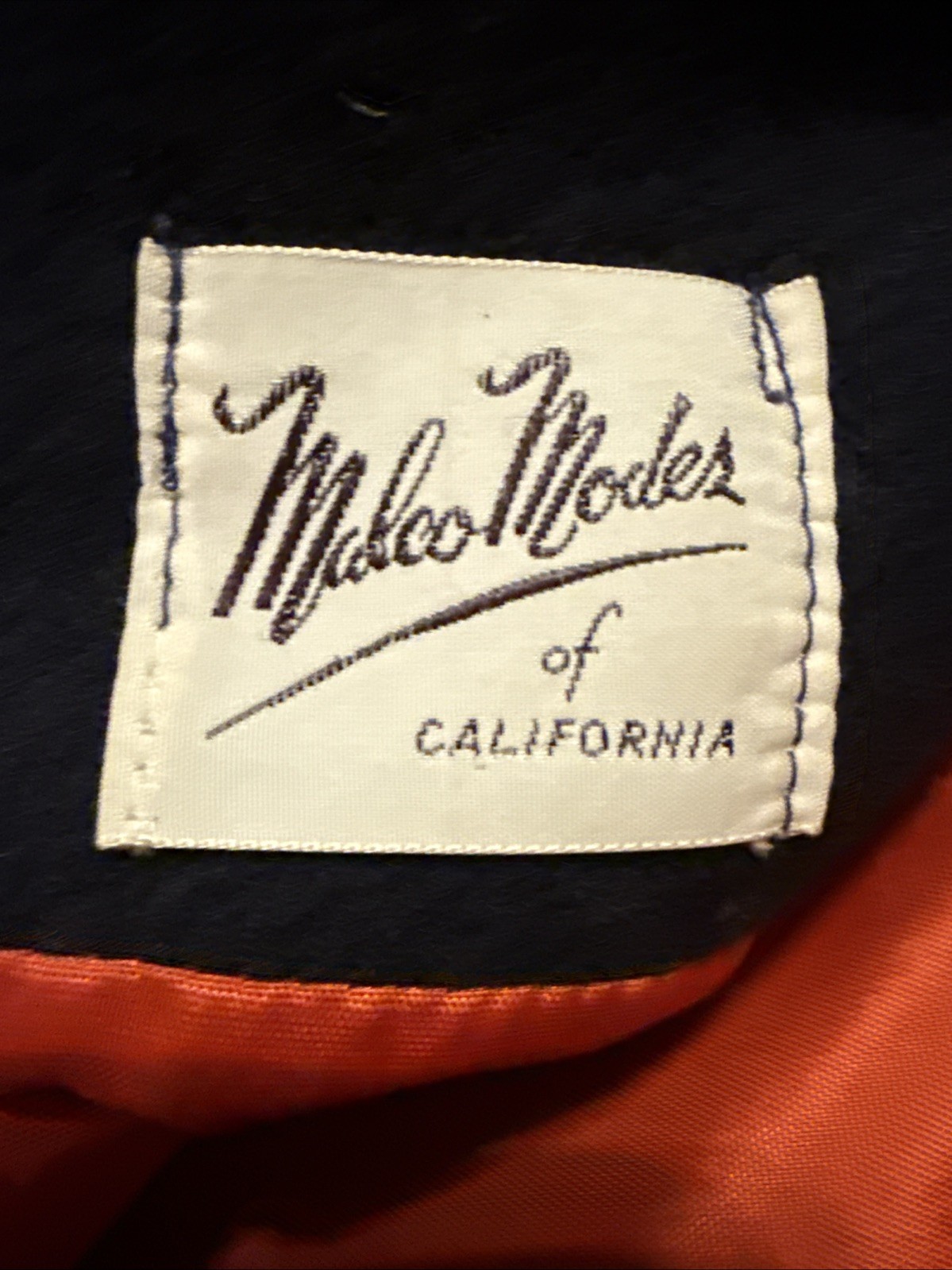 Vintage Malco Modes Blue Wool Zip Nurse Cape Cloak Red Lining Gold Buttons
