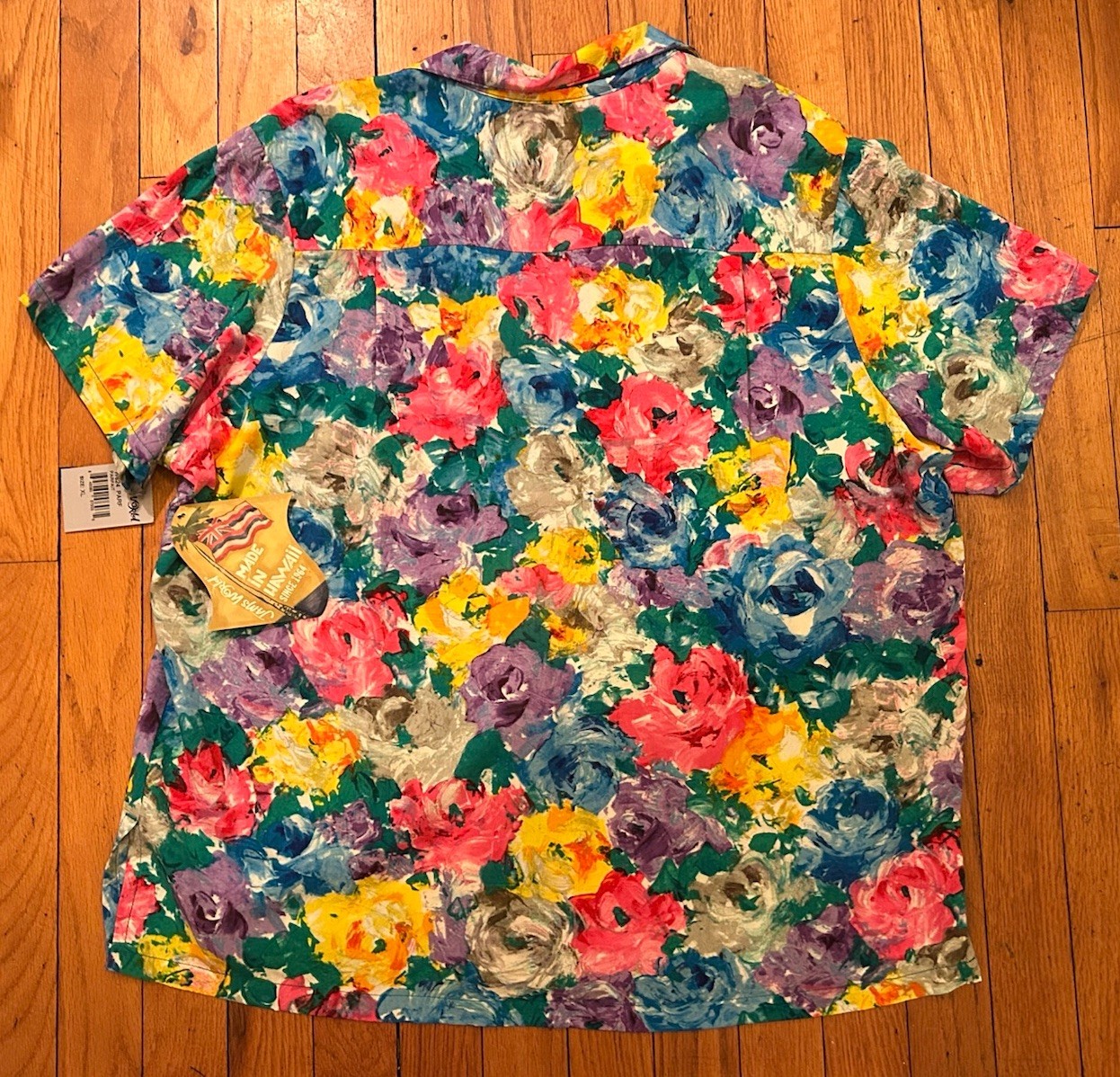 Vtg 90s NWT Jams World Bright Floral Parfait Watercolor Short Sleeve Shirt SZ XL