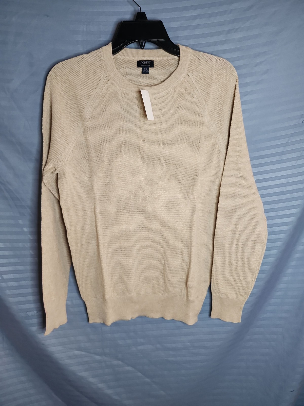 J.Crew Men&rsquo;s XS Cotton Thermal Waffle Knit Crewneck Sweater Beige