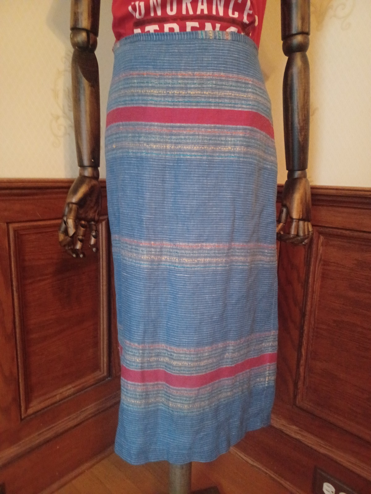 Vintage 80s/90s Barney&rsquo;s of New York Blue Linen Pencil Skirt, Made in Italy