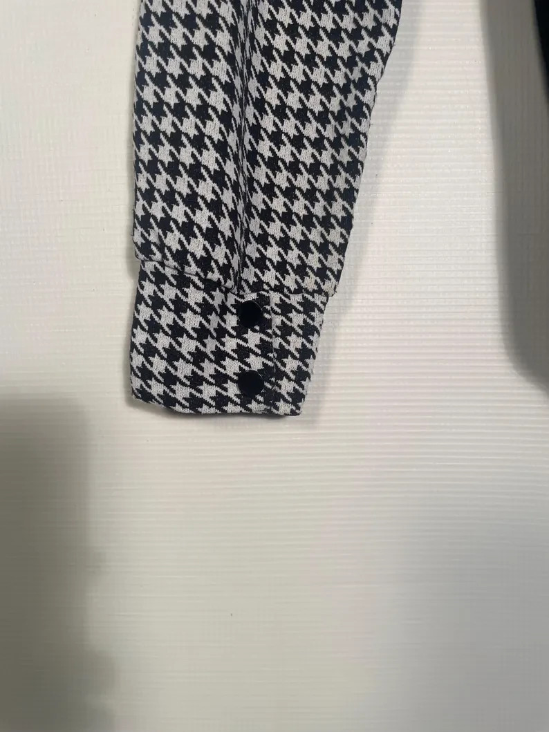 Vintage 1970s Houndstooth Bodysuit Made In USA Size S/M