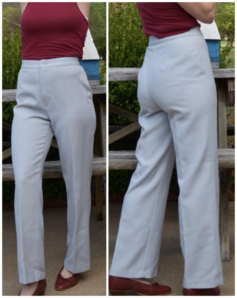 Vintage 70s Polyester Wide Legged Dress Pants Size 12 Jonathan Ltd. Gray