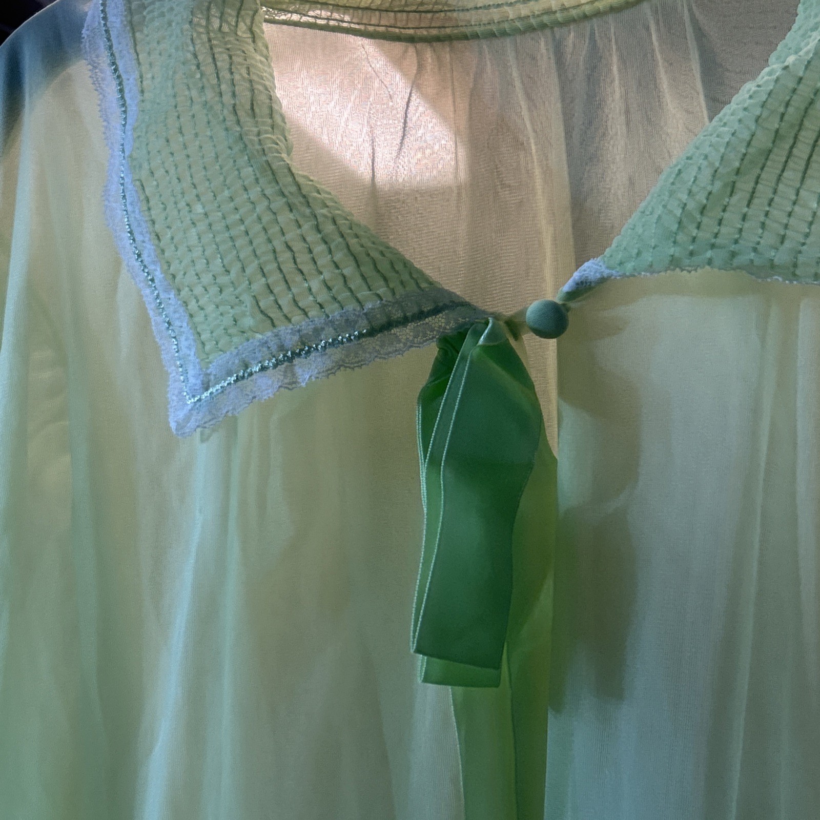 VTG Vassarette Munsingwear Yellow / Mint Sheer See Thru Sz MED