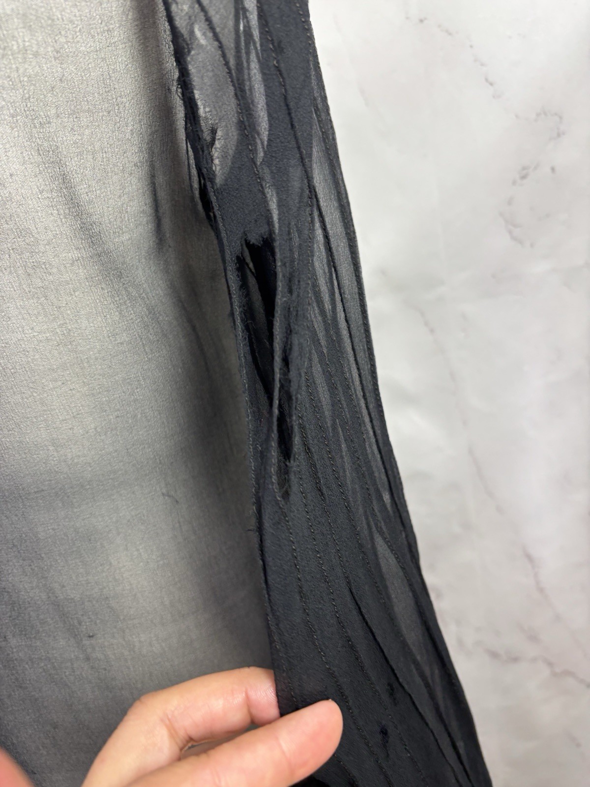 Antique 1920s Black Sheer Silk Chiffon Drop Waist Dress Art Deco Glam Vintage M