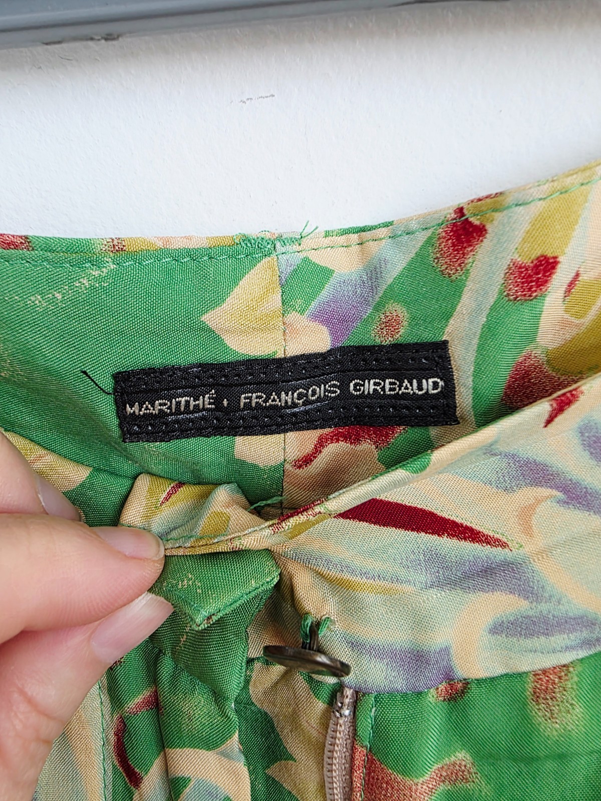 Vintage 2000s Marithé François Girbaud Floral Pants, Green Wide Leg Trousers, Ma