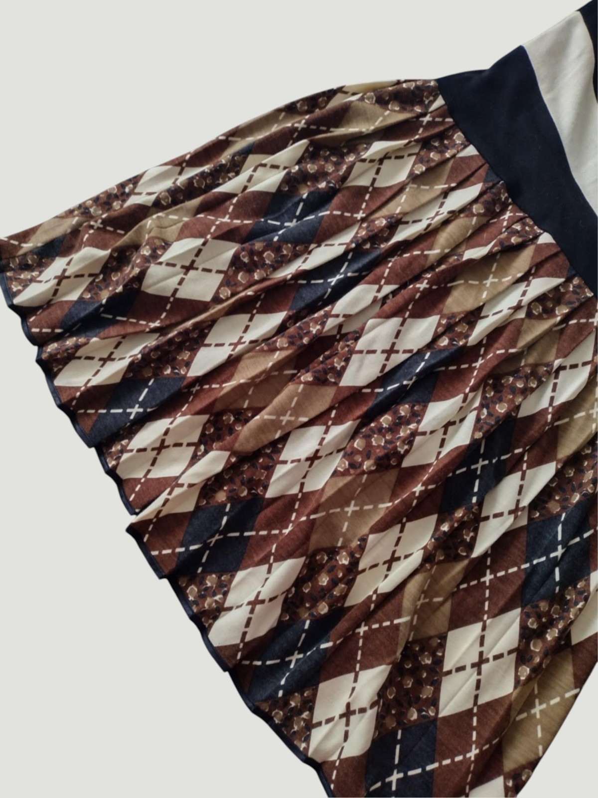 Eley Kishimoto Vintage 90s Wool Argyle Dress Brown Beige M Archive Preppy Luxe