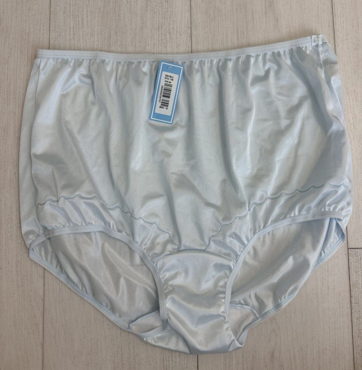 NWT Dixie Belle Vintage Nylon Panties Sz 12 Blue Scalloped Leg Style 719