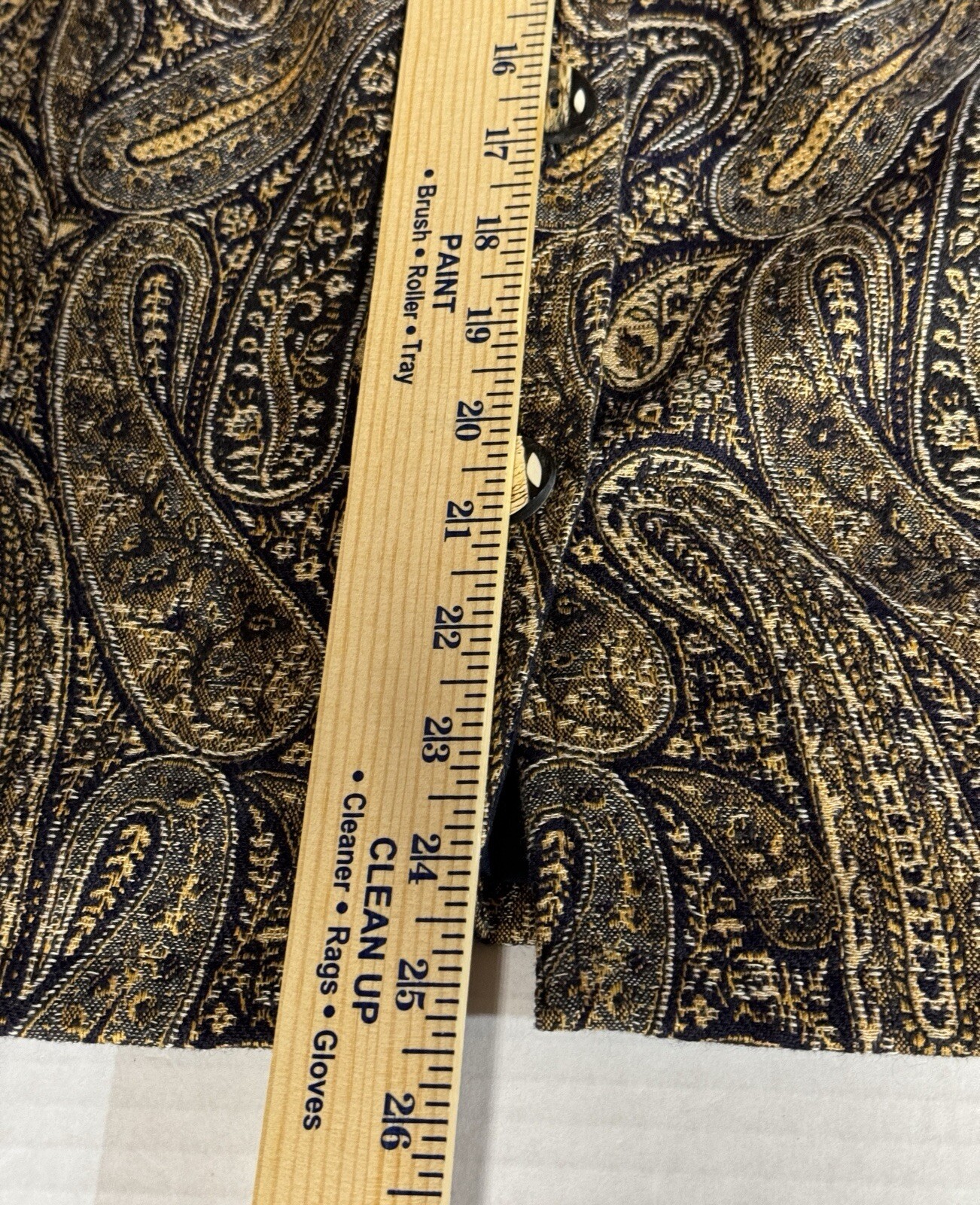 Tapestry Button Front Vest UNITS Women Size XL Blue Gold Paisley Lined Vintage