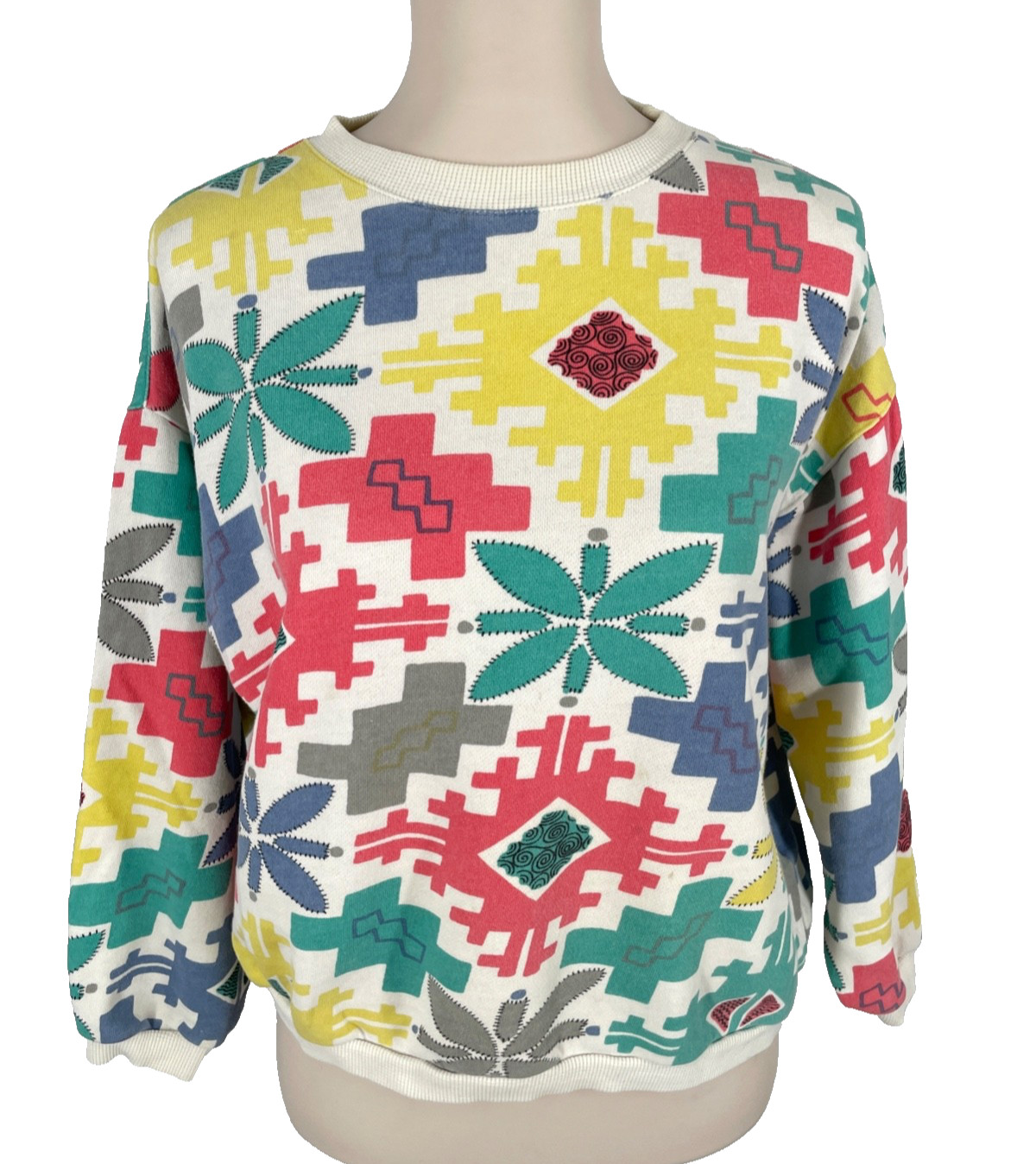 VTG Native Sport Union Bay Woman’s M Geometric Design SweatShirt Aztec colorful