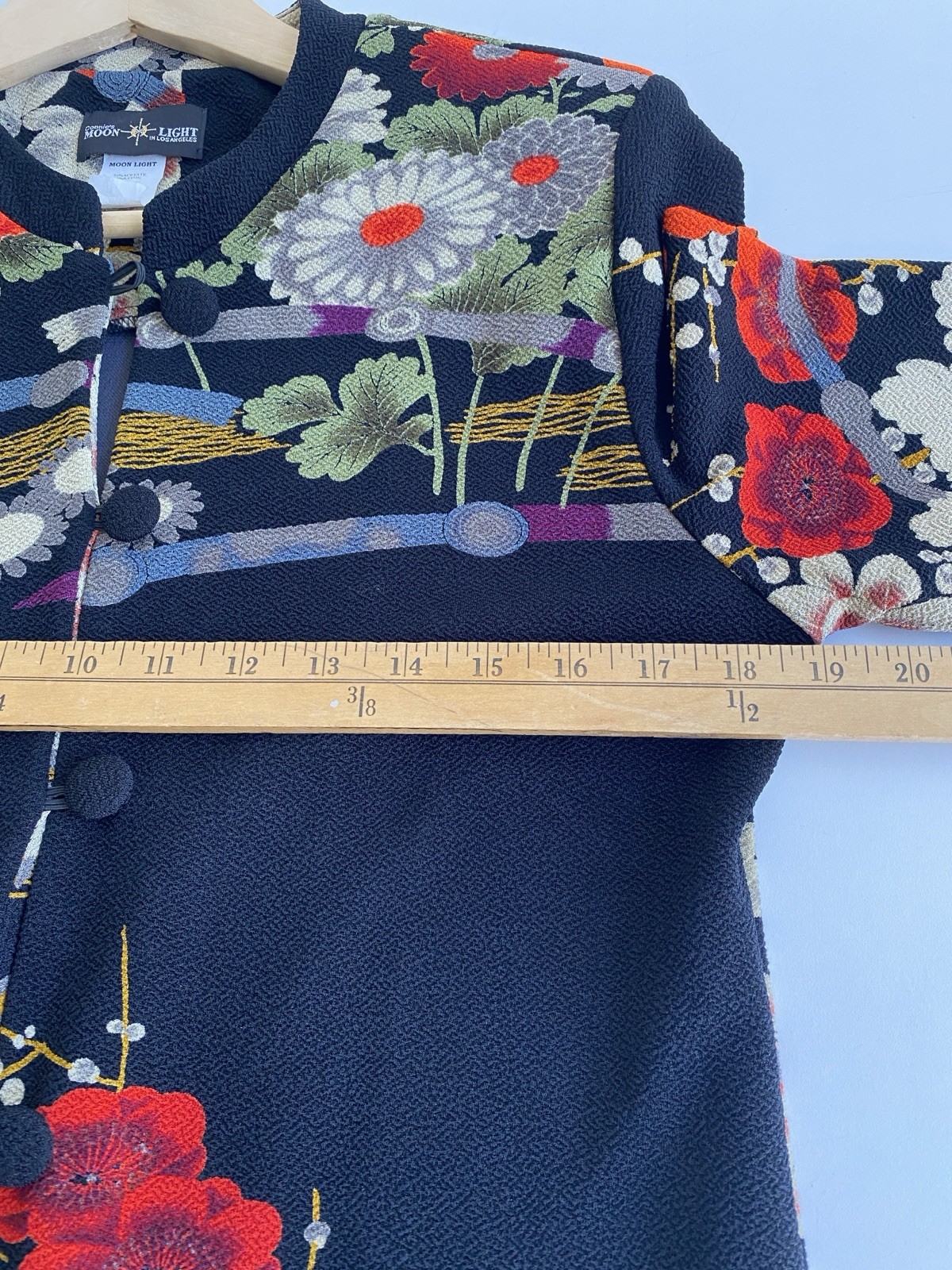 Vtg Connie’s Moonlight Duster Light Weight Coat Floral Asian USA Art To Wear