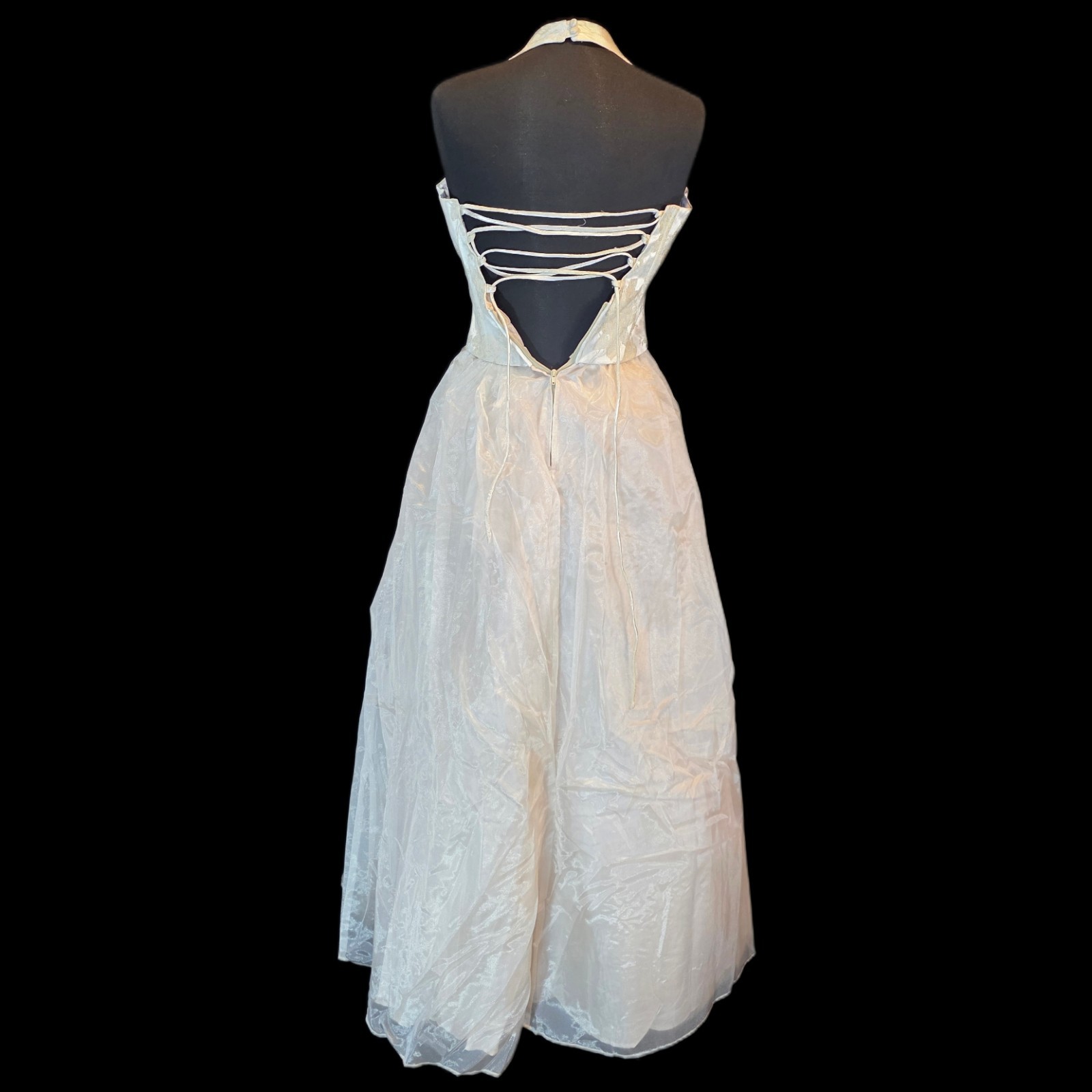 Vintage 90s Cream Halter Dress