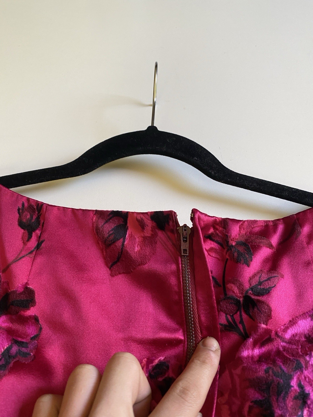 Gorgeous Vintage 50s Adele’s Silk Satin L Velvet Burn Out Dress