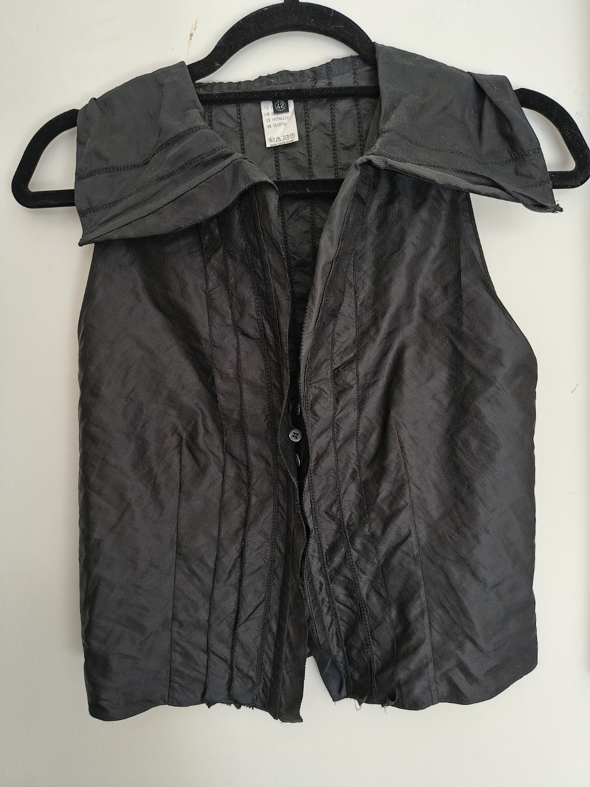VINTAGE KENZO STUNNING BLACK SILK CORSET TOP SLEEVELESS BONING SZ 42