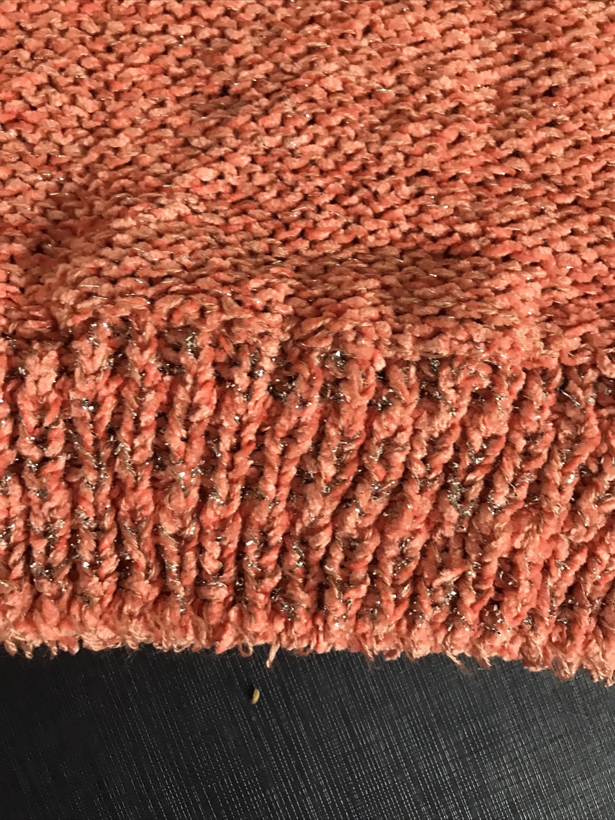 Vintage 1980s Chenille Knit Pullover Sweater V Neck Peach New Junior S