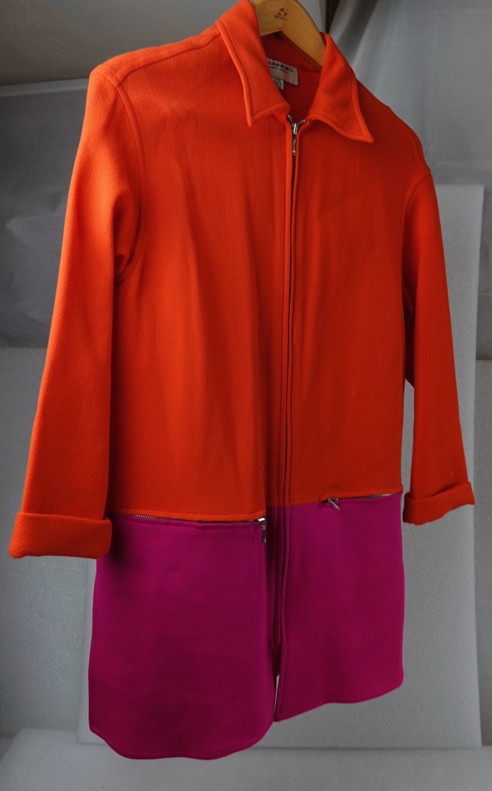 VINTAGE WOMANS EMANUEL UNGARO ORANGE COLORBLOCK 1960&rsquo;S JACKET 4/38