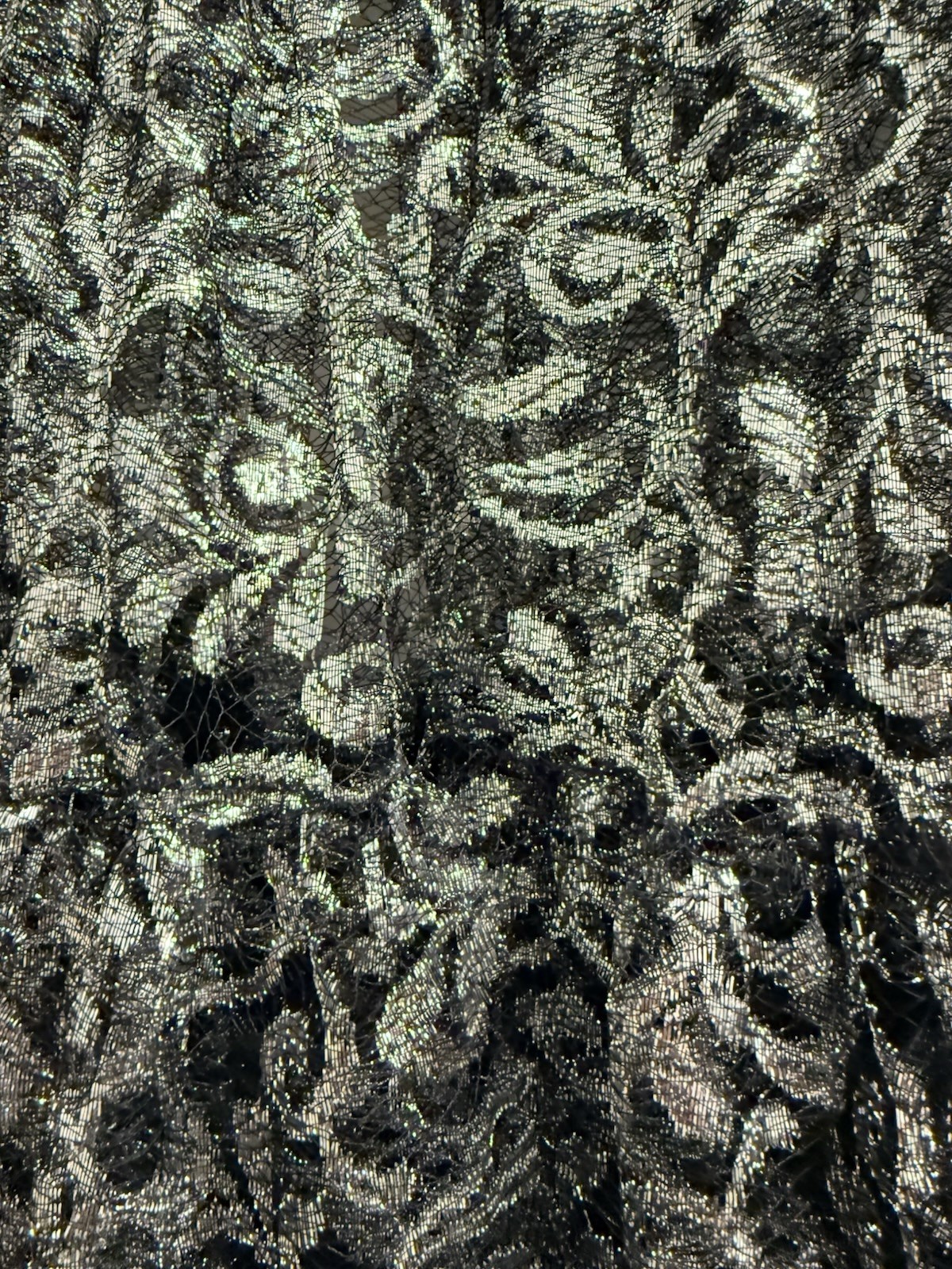 Vintage 80s Betsey Johnson Punk Label Silver Flare Metallic Lace Skirt Grunge