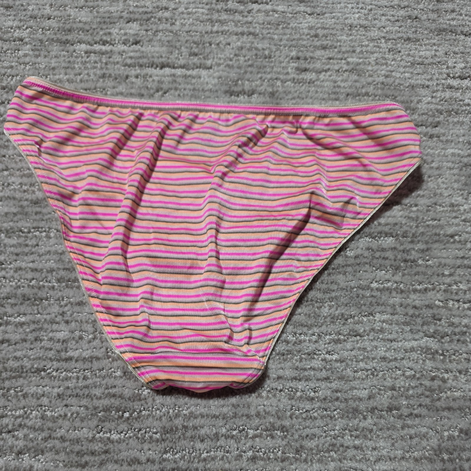 Victoria&rsquo;s Secret Everyday Perfect Pink Stripe Silky Satin Bikini Panty Medium