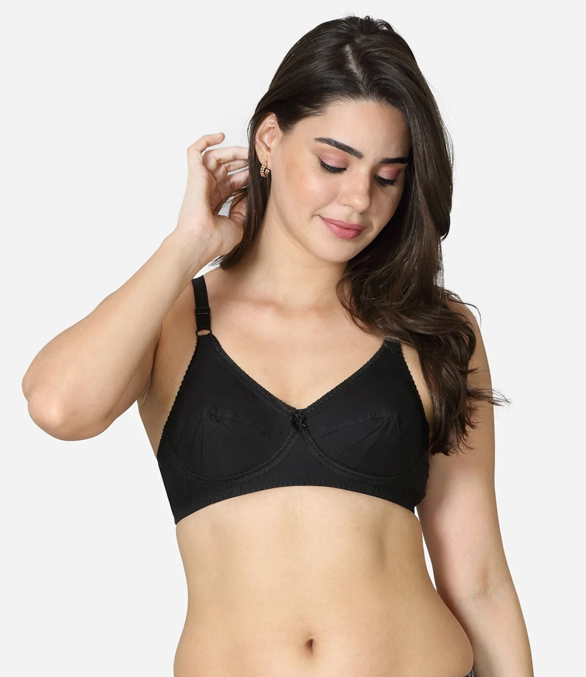 Saree Bra – BLACK Double Layered Plus Size Non Padded Wireless Cotton Sexy Bra