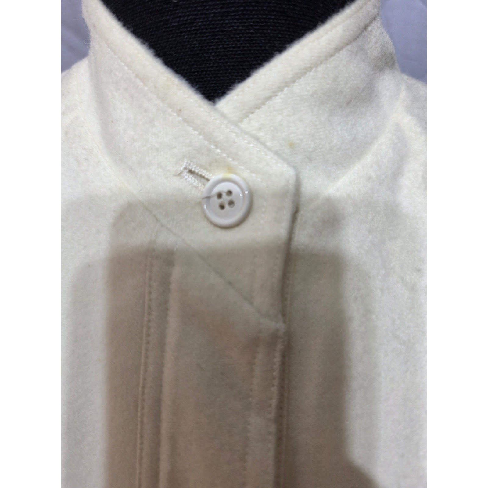 PIMS Made in Italy Vintage Wool Coat Cream Red Contrast Stitching IT 38 US XS/S