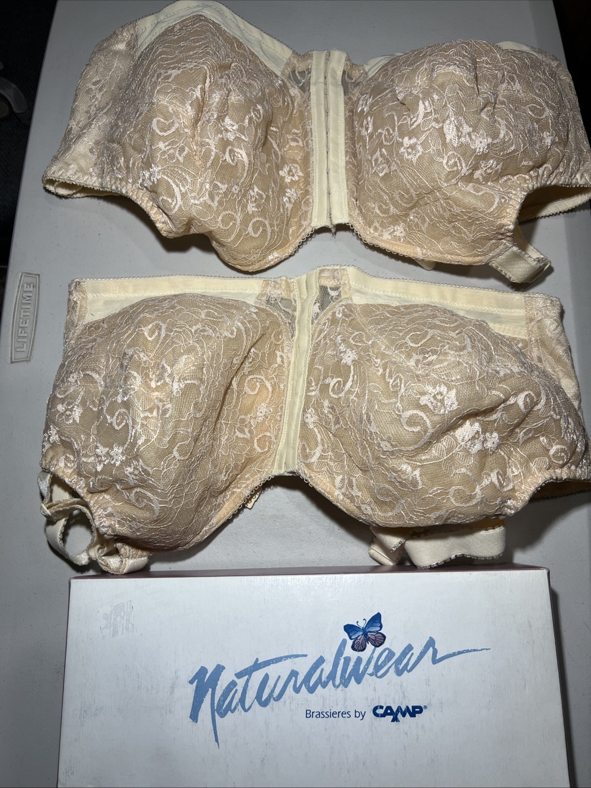 2 PACK – NEW Camp N78 Post Mastectomy Bra BEIGE – MADE IN THE USA Size 42D