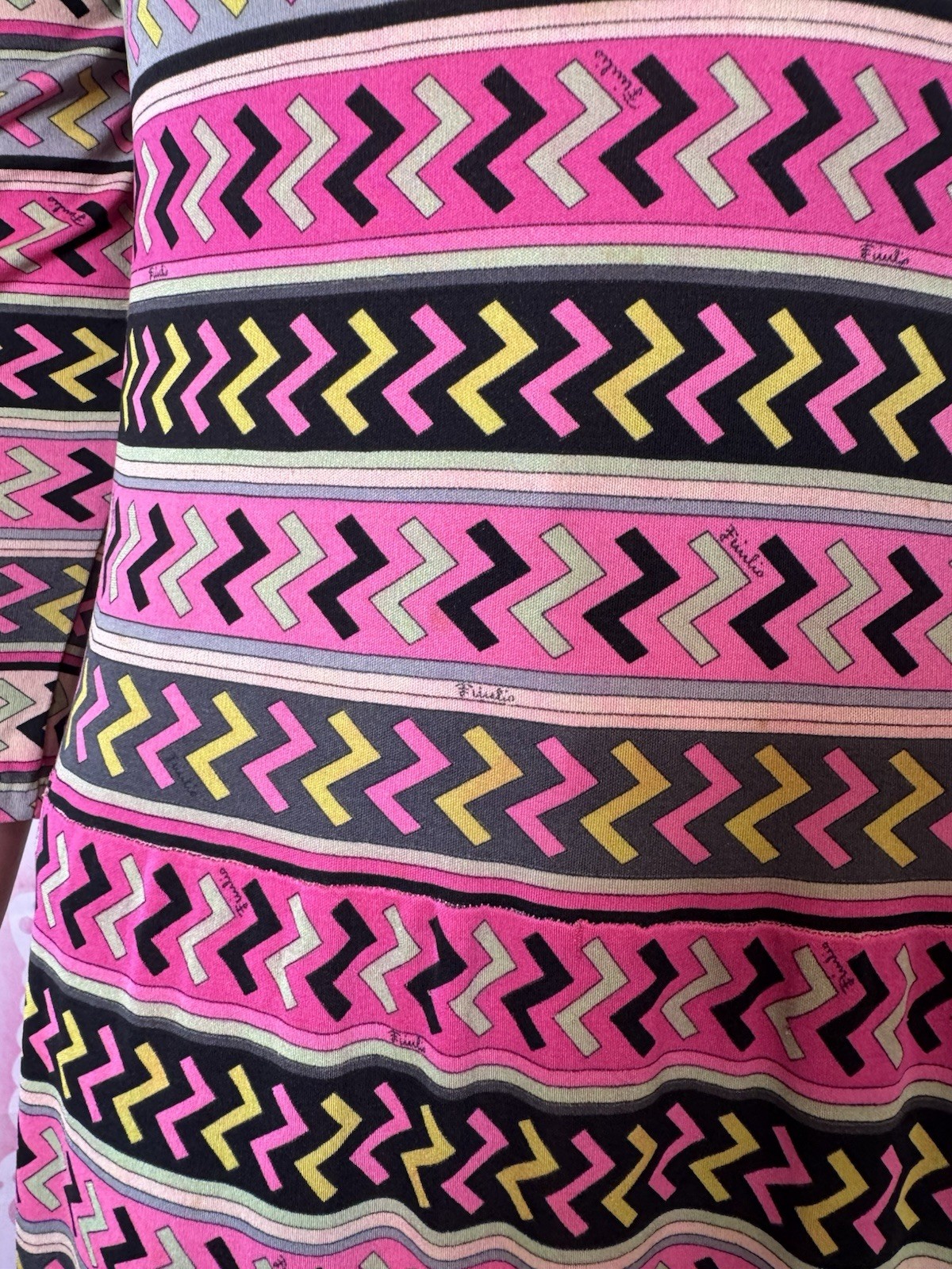 1960s Emilio Pucci Z Print Midi Length Dress