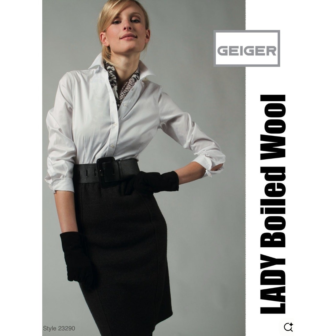 $376 GEIGER Boiled Wool Black Pencil Skirt | 42 EU (12 US) | New! Vintage!