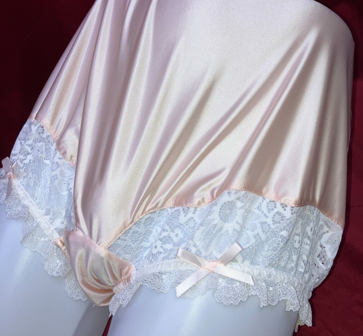 2X 3X Mushroom Gusset Granny Panty Silky Nylon Satin Brief Sissy Vintage styl
