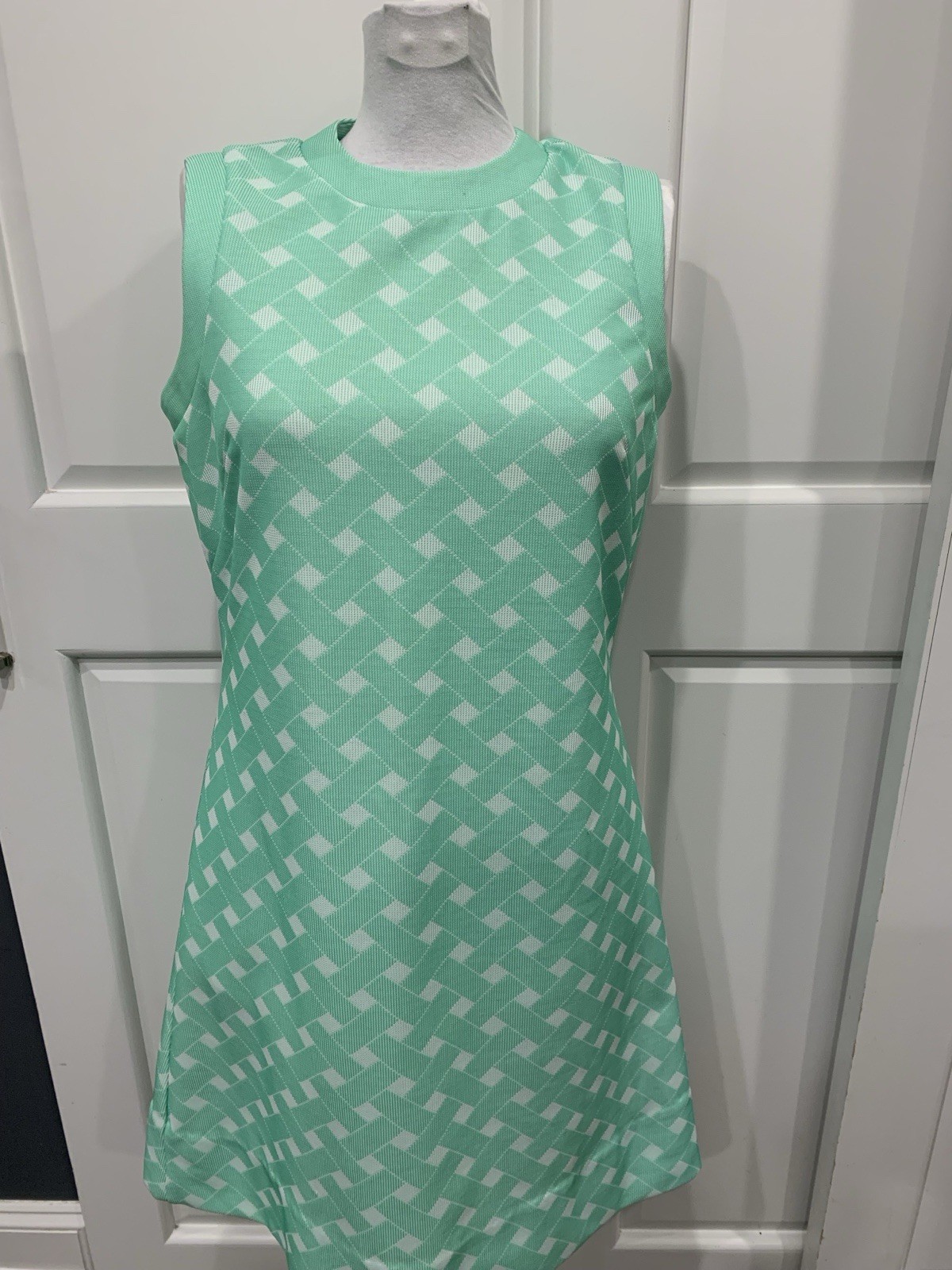 Vintage 1960’s Mid Century David Crystal Retro Modern Green Summer Dress Size 14