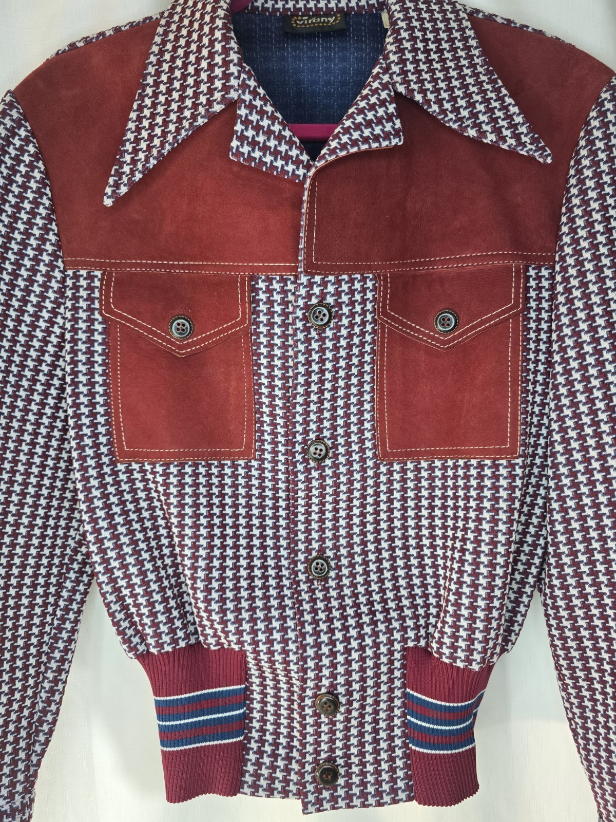 Vintage Virany Suede and Houndstooth Mid-century Outerwear Jacket. Women&rsquo;s