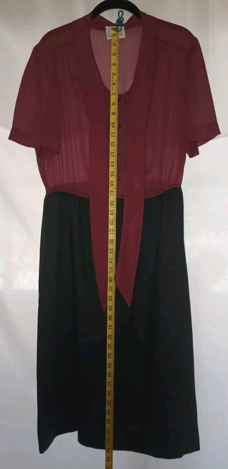Leslie Pomer – Size Women&rsquo;s 18 – Burgundy – Black – Dress – Vintage