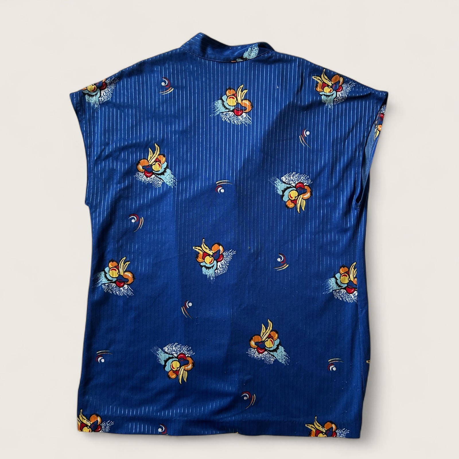 Alex Colman Sportswear Vintage Button-Up Blouse Blue Fruit Print Size Large L