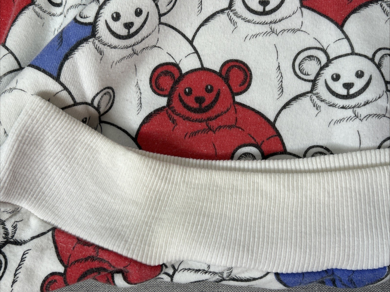 Vintage One Step Up White Sweatshirt with Red, White, and Blue Bears One Size