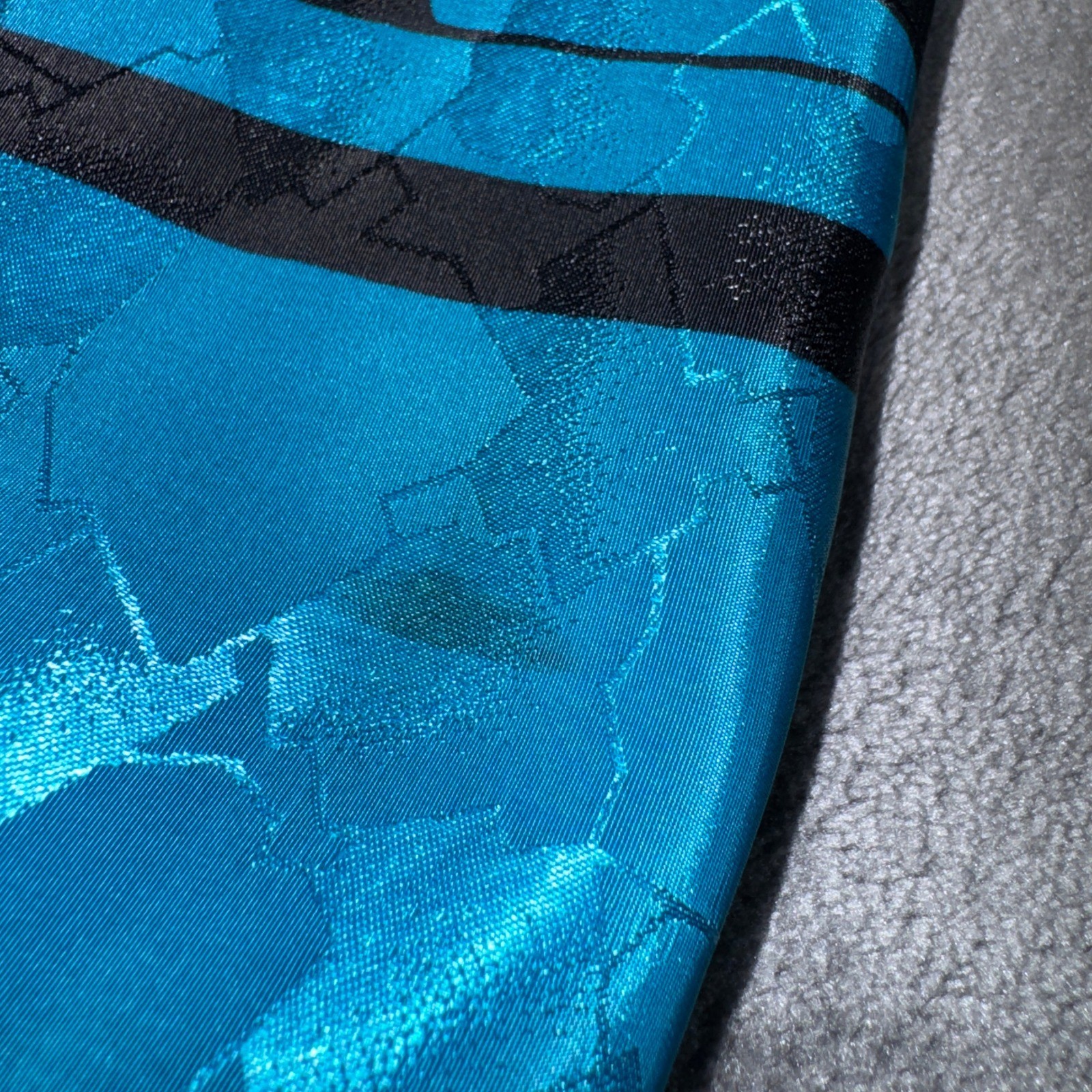 Versailles Vintage Blazer Turquoise Black Geometric Jacquard Shawl Collar M 2935