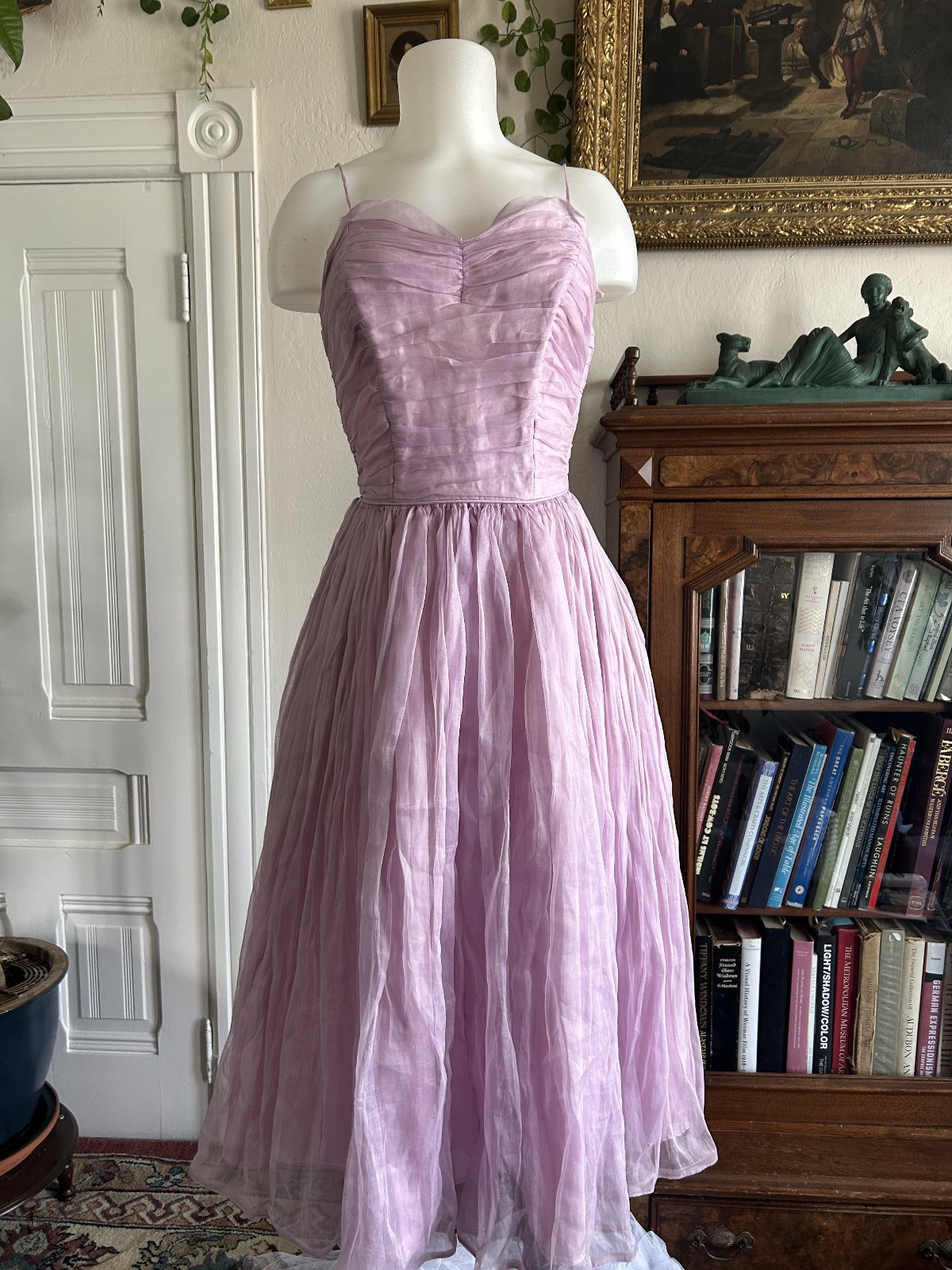 Vintage 1950s Lilac Emma Domb Lavender CHIFFON Organza Party Prom Cupcake DRESS