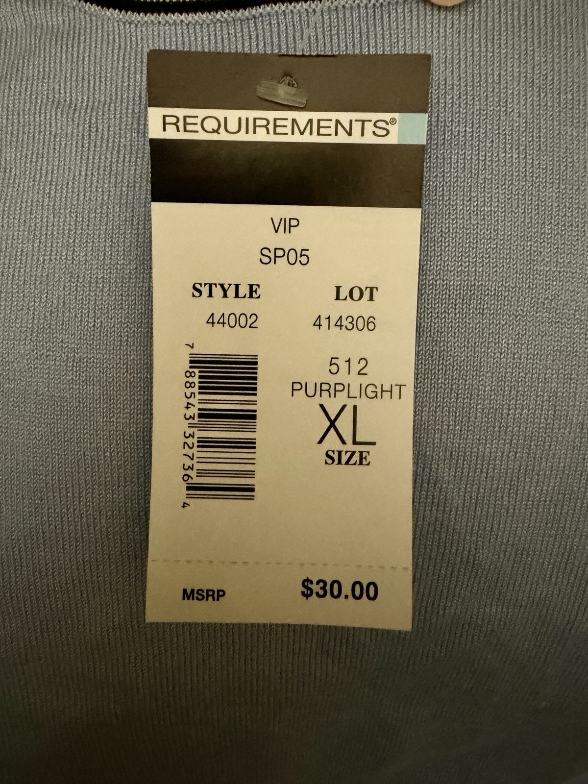 Requirements Vintage Periwinkle Knit Sweater Rayon Blend Size XL