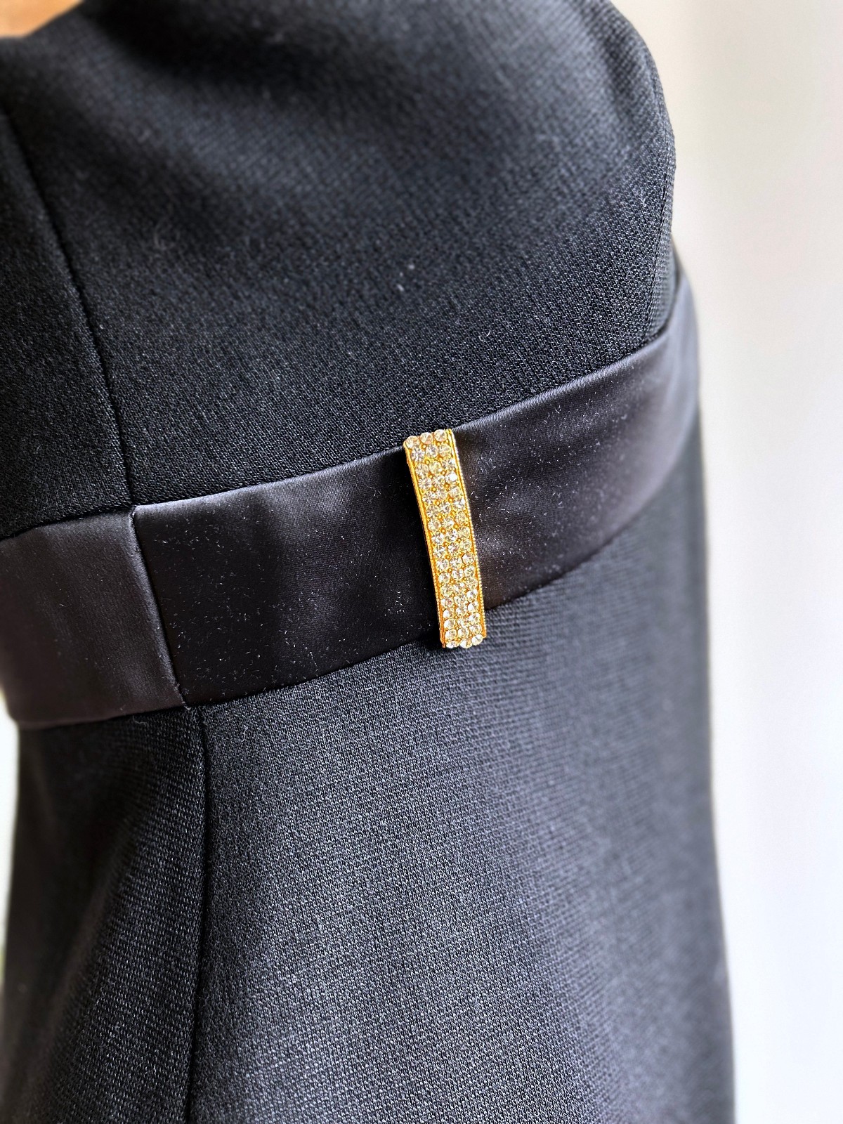 Vintage 60s Black Wool Knit Mod Evening Cocktail Dress 6 8 1960s Hollywood Glam