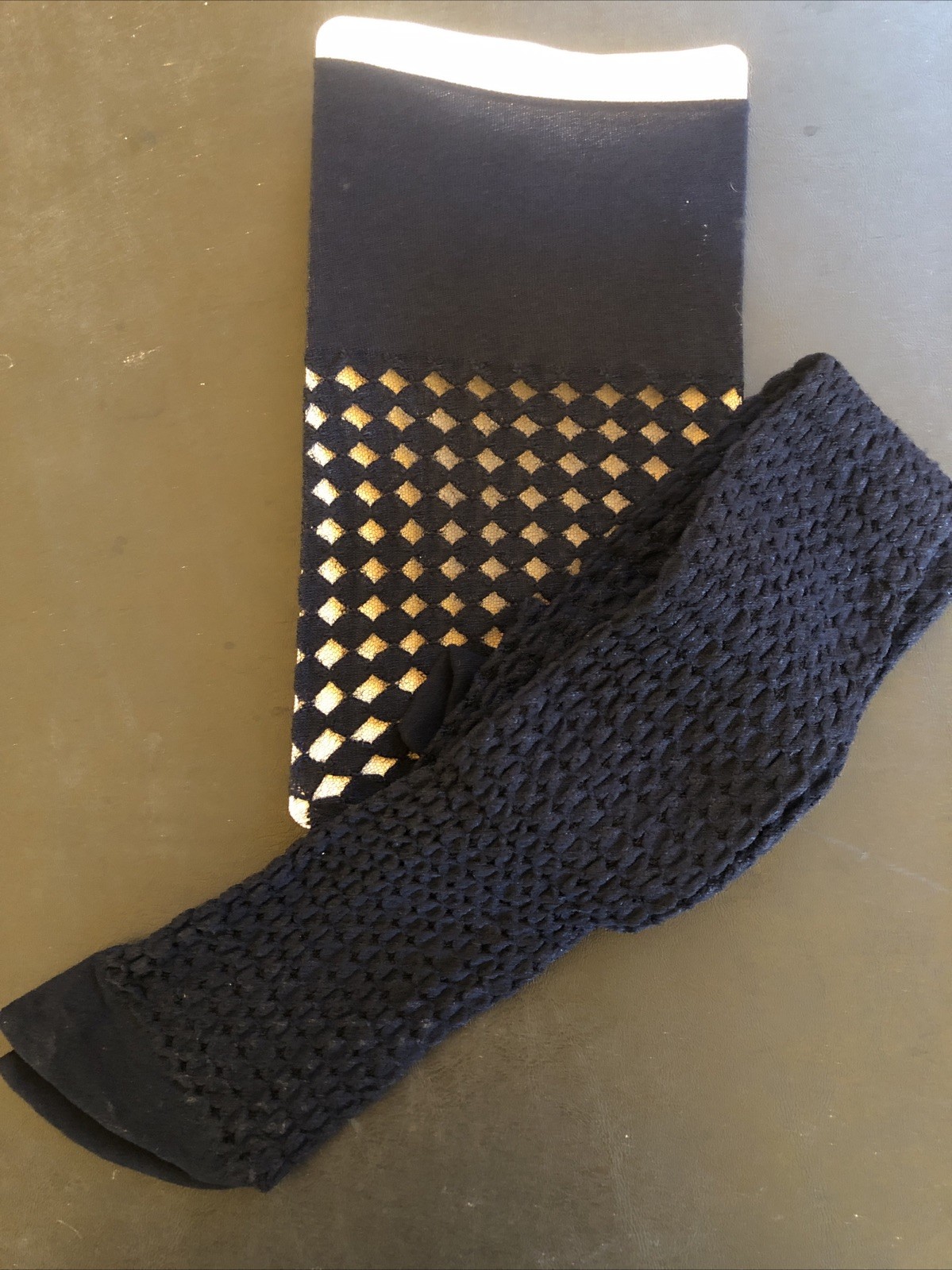 Vintage Black Patterned Fishnet Stocking NIP 8 1/2 -11