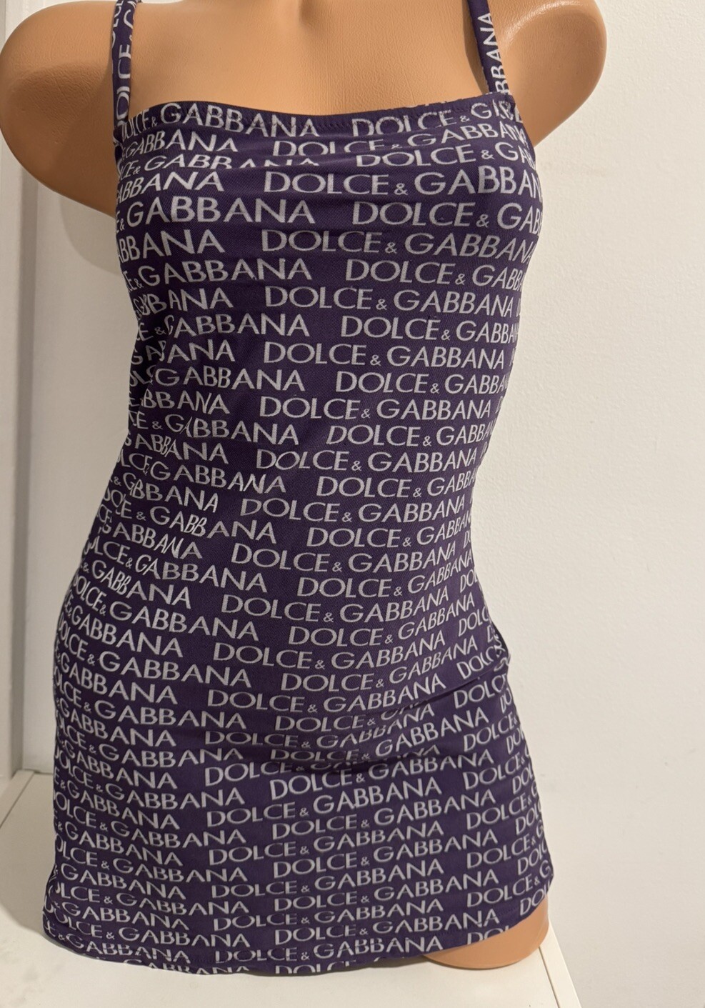 Vintage 1990s Dolce & Gabbana Logo Bodycon Dress Sz S