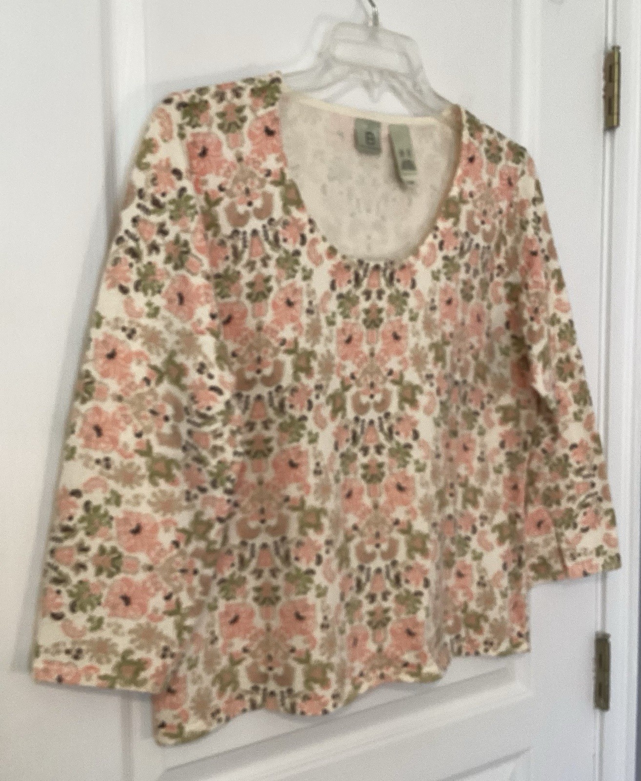 VTG Y2K Belongings Top XL Muted Floral Damask Knit 90’s Made In Hong Kong NWOT