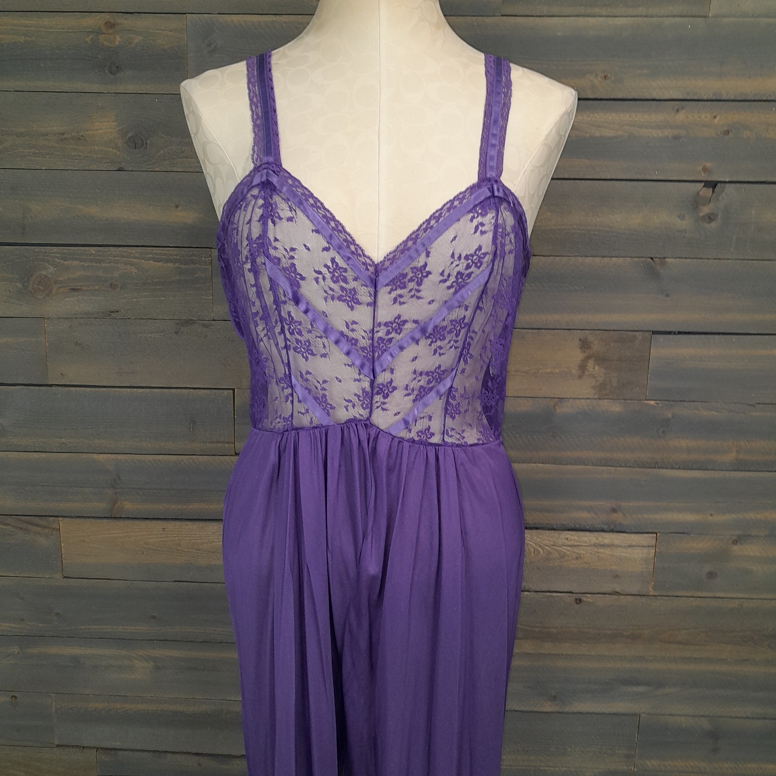 Undercover Wear Lingerie Womens L Purple Lace Romper Jumpsuit Vtg 80s Loungewear