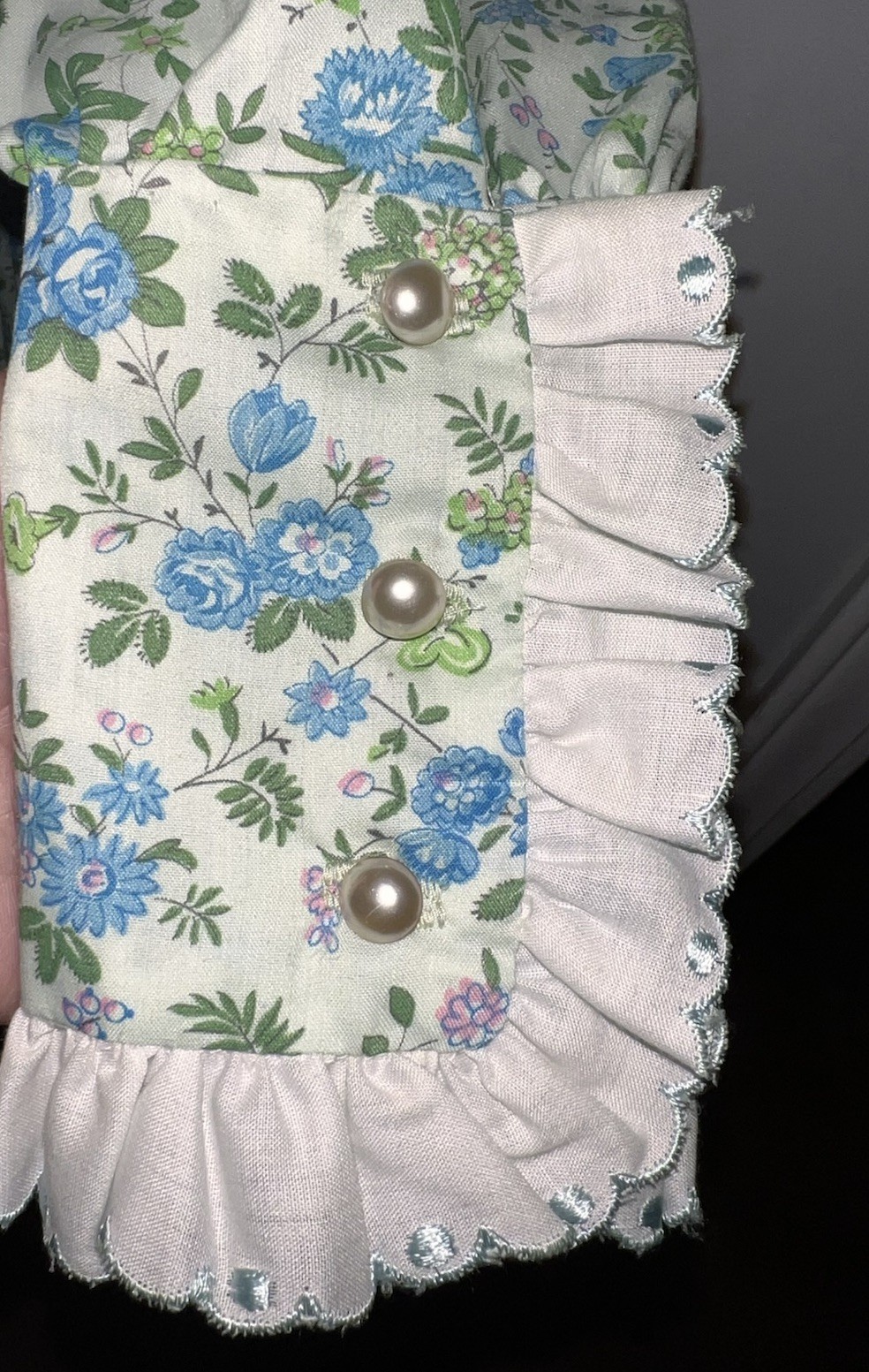 VTG 70s Prairie Cottage Core Renaissance Handmade Cotton Dress XS Floral Maxi