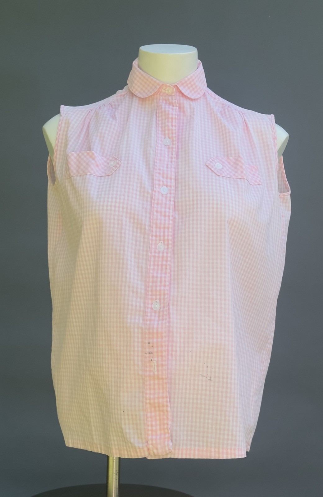 VINTAGE 1950s MATERNITY Top Pink and White gingham