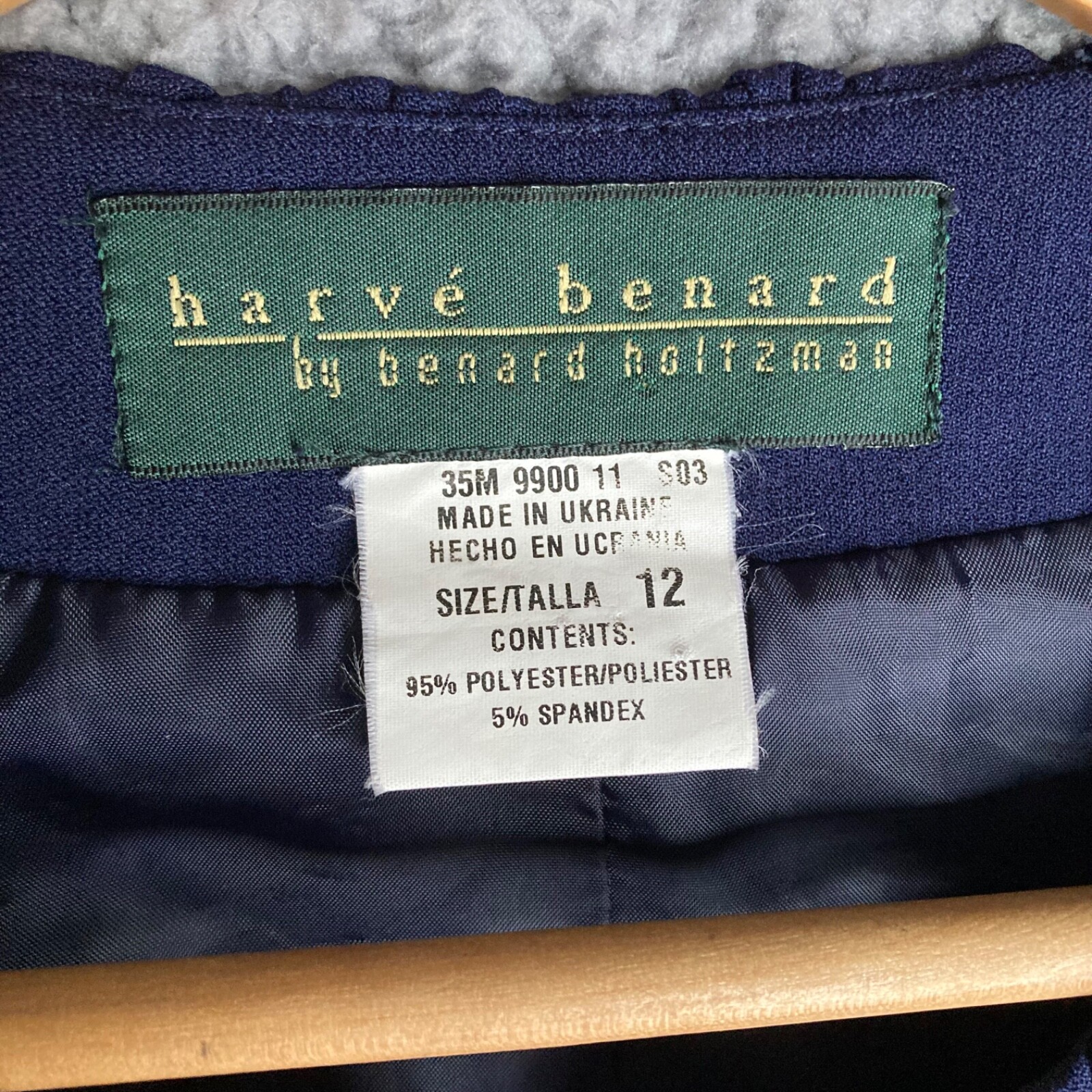 Harve Benard Cropped Blazer Jacket Lined Navy Career Womens 12 L Bust 40 Vtg